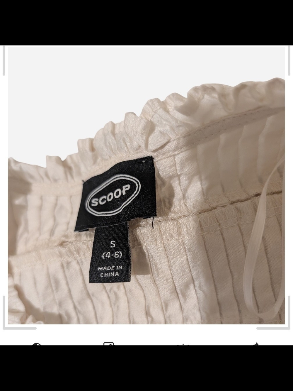 Light Cream Pintuck Lace-Trim Short Sleeve Blouse - Picture 4 of 7